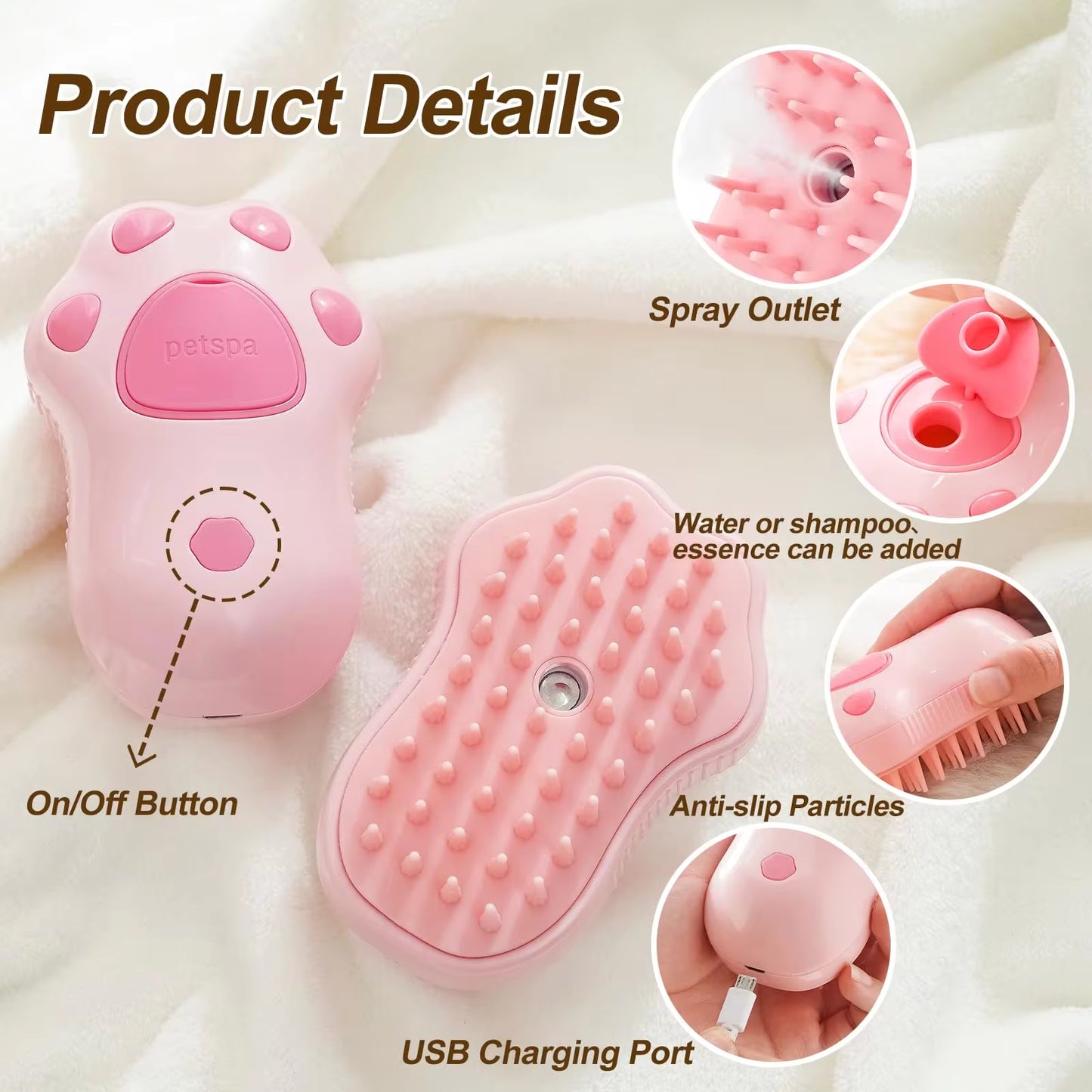 3-in-1 Steam Pet Grooming Brush | Deshedding & Hair Removal Tool for Cats & Dogs