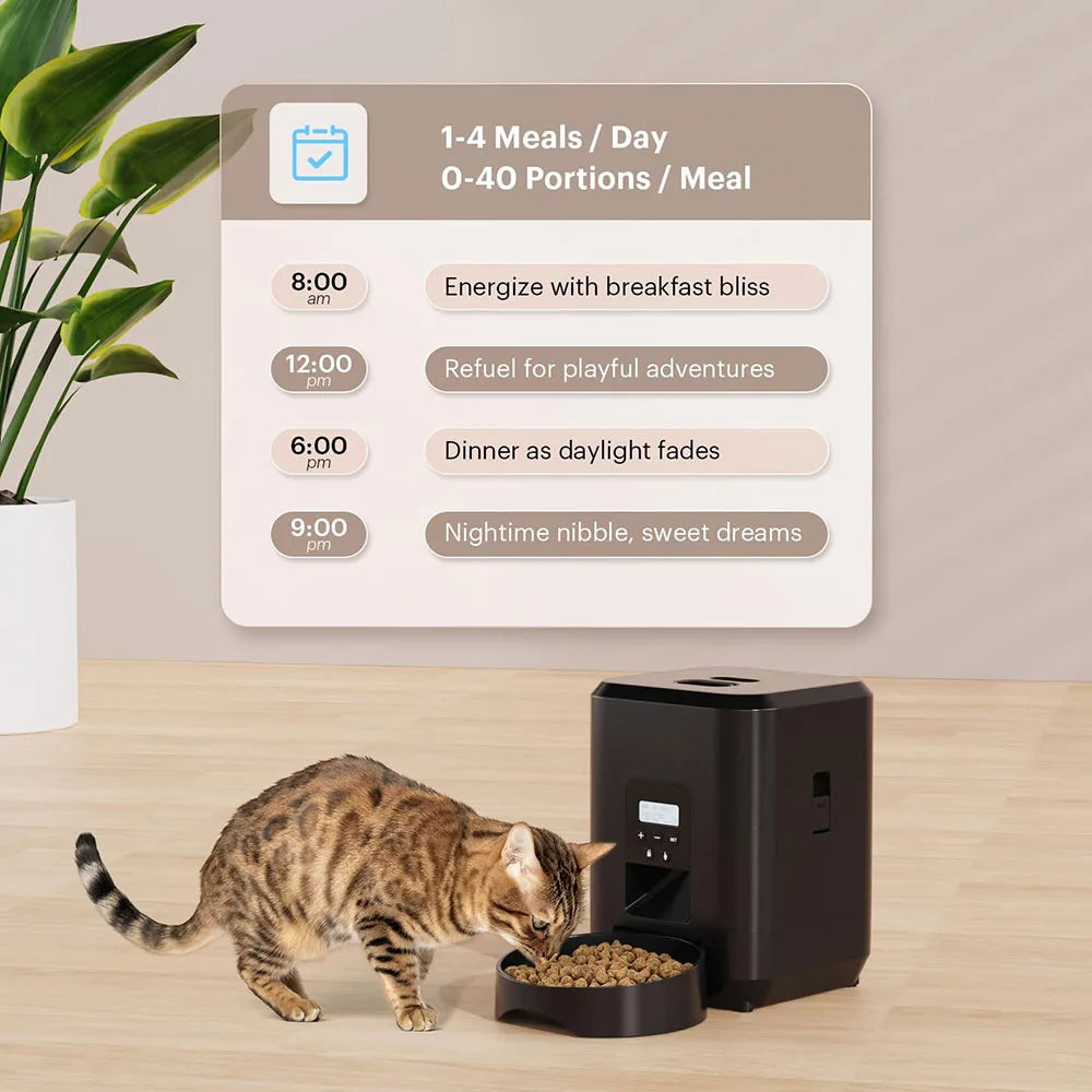 Automatic Pet Feeder for Cats & Dogs, Timed & Portion-Control Smart Food Dispenser, Slow Feeding Cat and Dog Bow